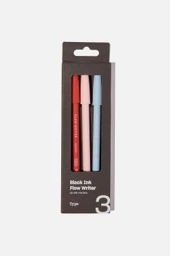 Typo Black Ink Flow Writer Pen 3Pk
