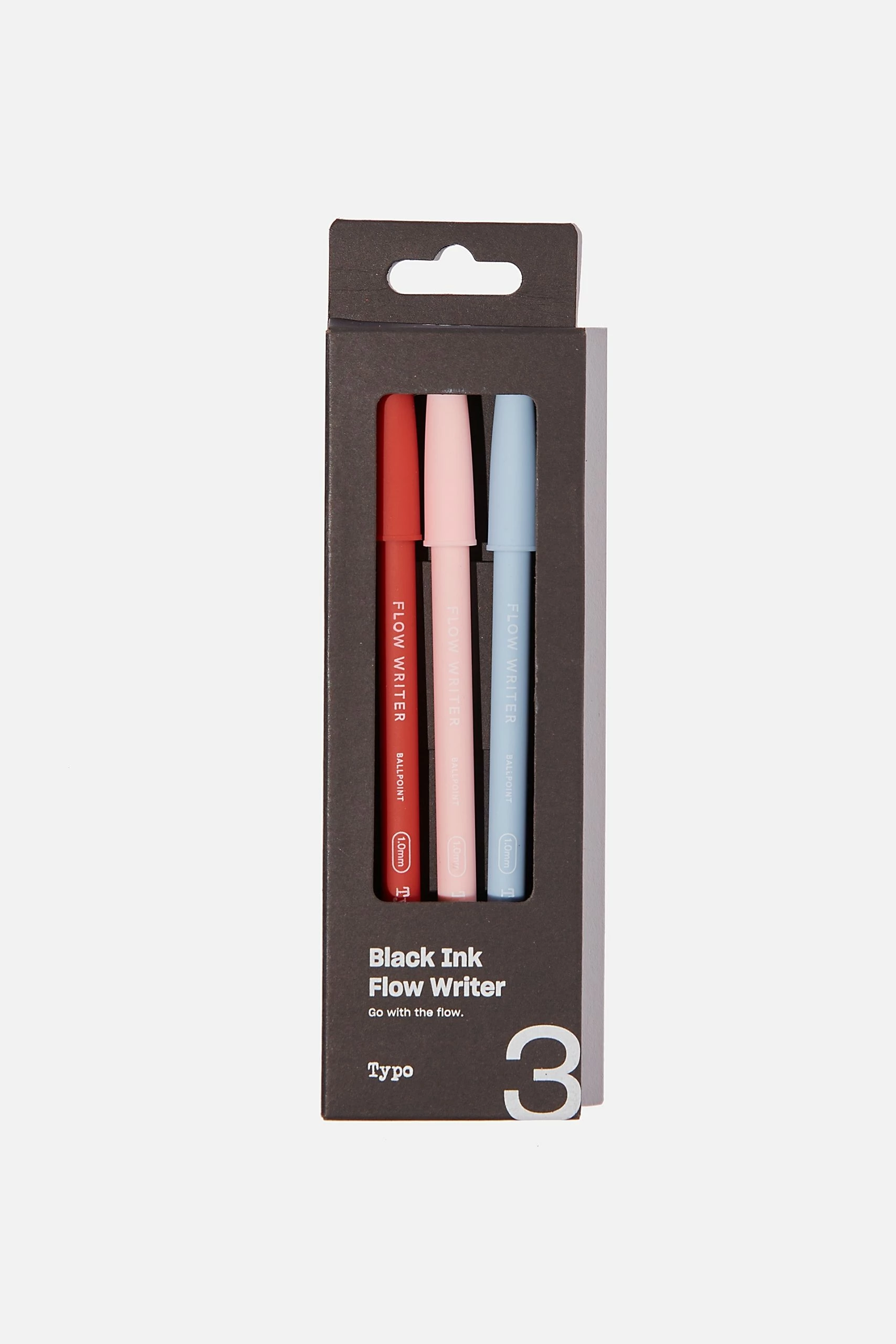 Typo Black Ink Flow Writer Pen 3Pk 3 Typo Black Ink Flow Writer Pen 3Pk